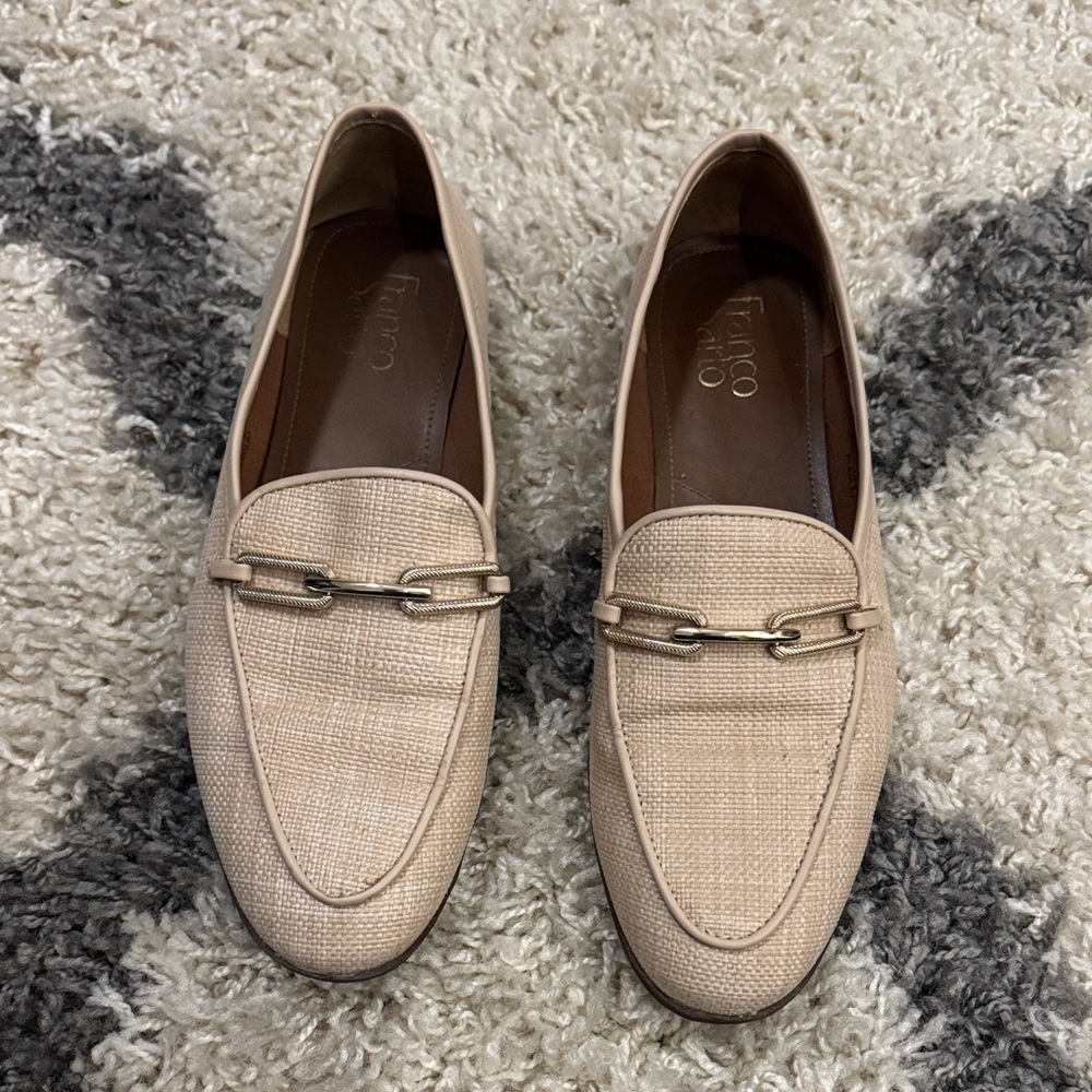 Franco Sarto Cream Textured Loafers